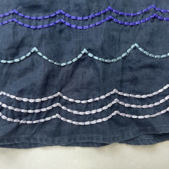 Boden Navy Blue A-line Embroidered Waves Scalloped Skirt Size 8R - Picture 2 of 10